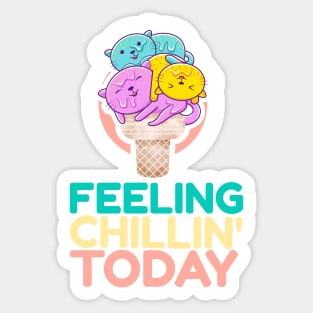 Feeling Chillin' Today_Cats Ice Cream_Peach Sticker